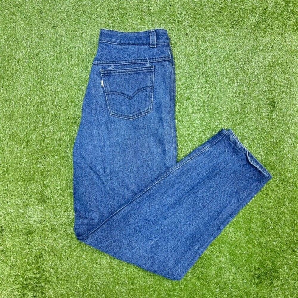 VTG Women’s Levi’s 34x29 White Tab Jeans Dark Wash Blue Denim 80s USA